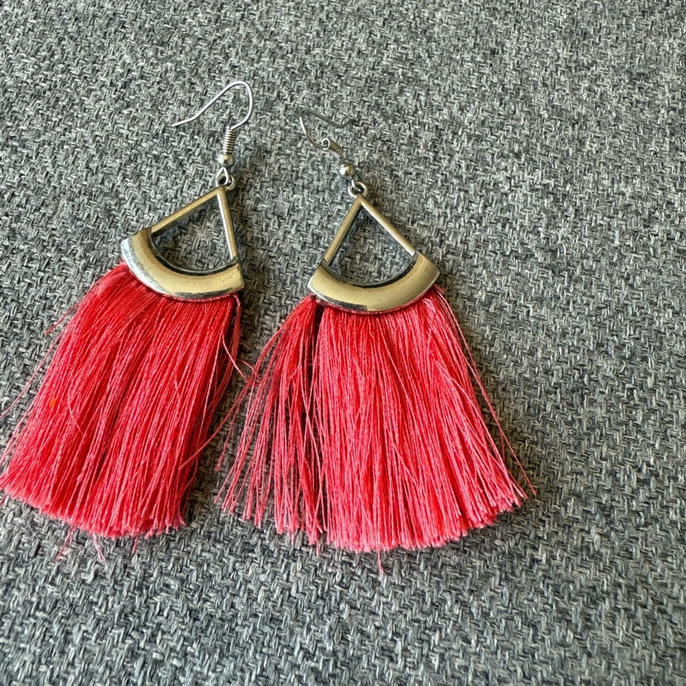 Elegant Red Tassel Earrings